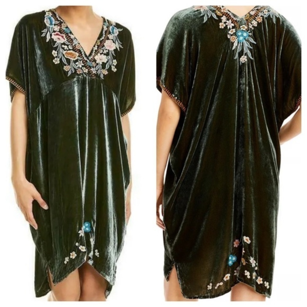 Johnny Was Serafina Velvet Embroidered Kaftan Dress Snake Eye NWT (oversized)